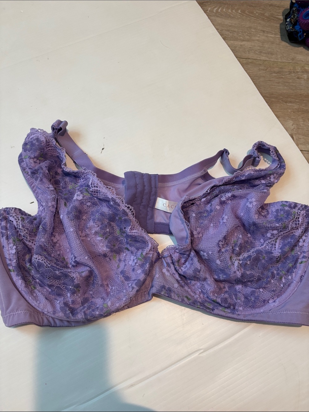 Cacique Lavender Lace Underwire Bra with Floral Detail